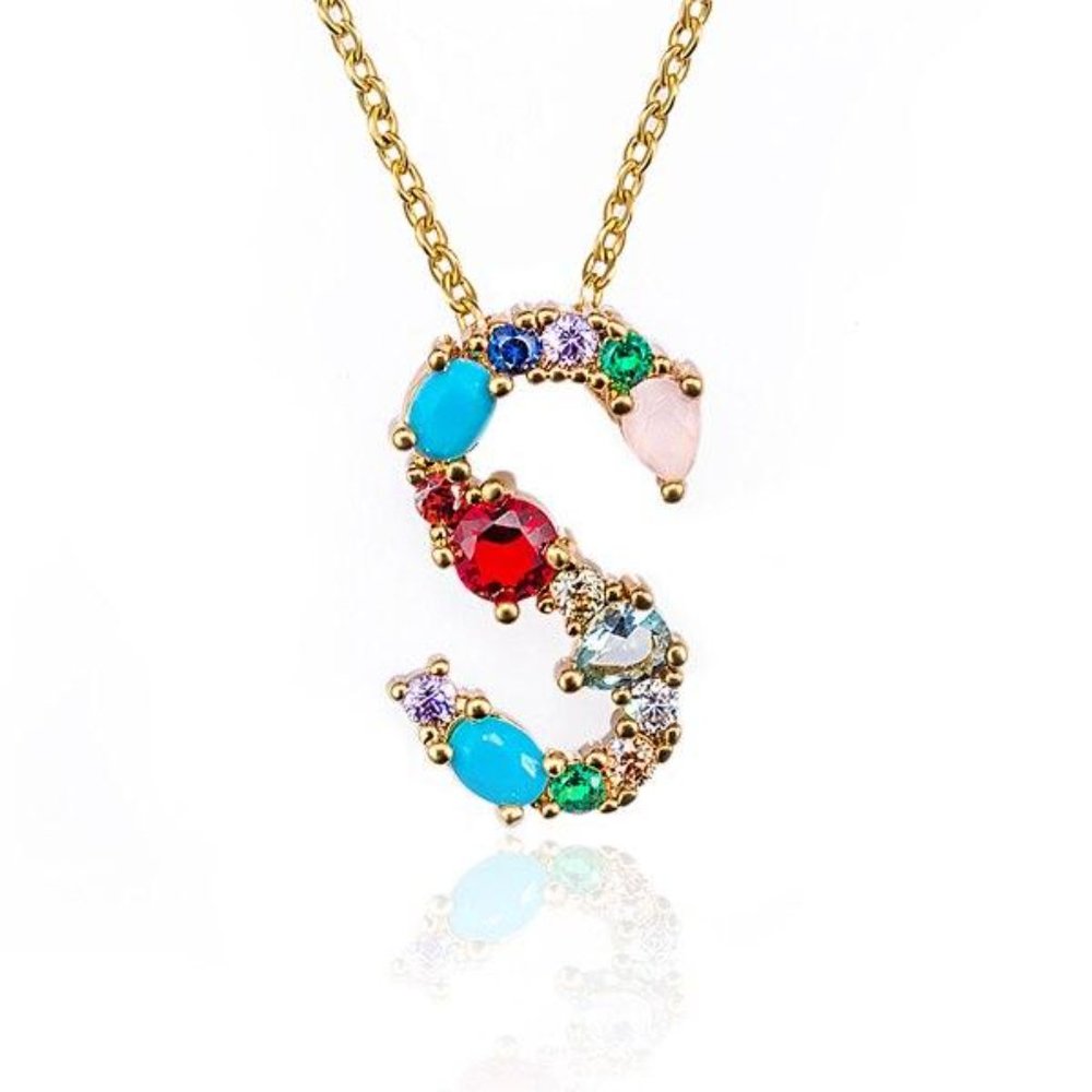 Bejeweled S Initial Pendant Necklace